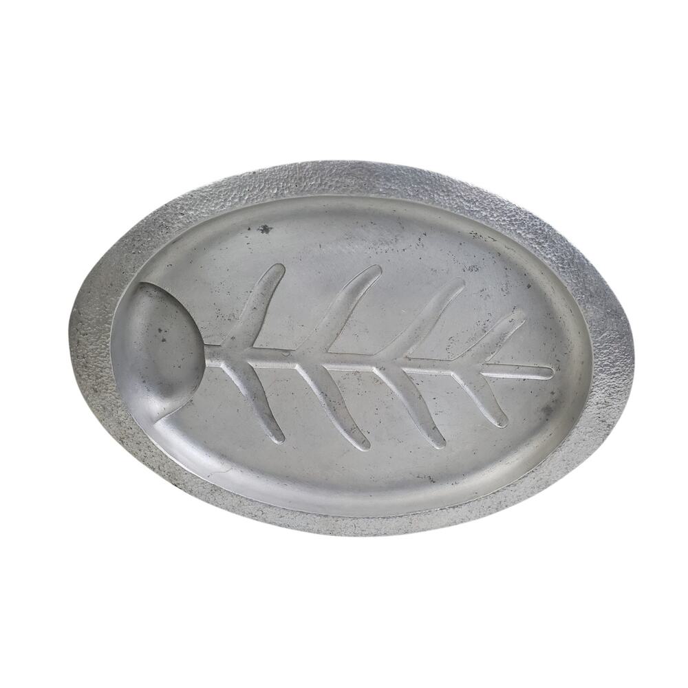 Vintage Club Aluminum Hammercraft Meat Serving Carving Fish Tray Platter 14.5"